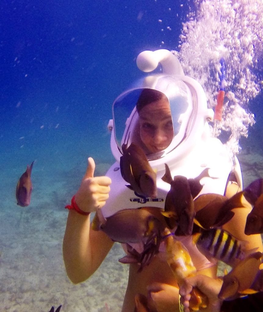 Cozumel helmet diving