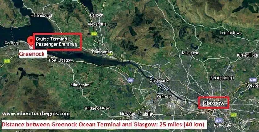 Glasgow cruise port map - Greenock Ocean Terminal