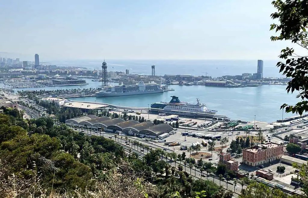 Barcelona Cruise Port and Port Vell, viewed from Montjuic Hill