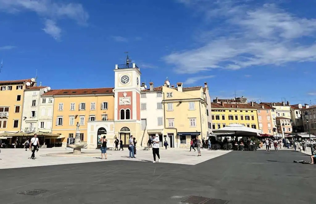 Marshal Tito Square in Rovinj with Clock Tower